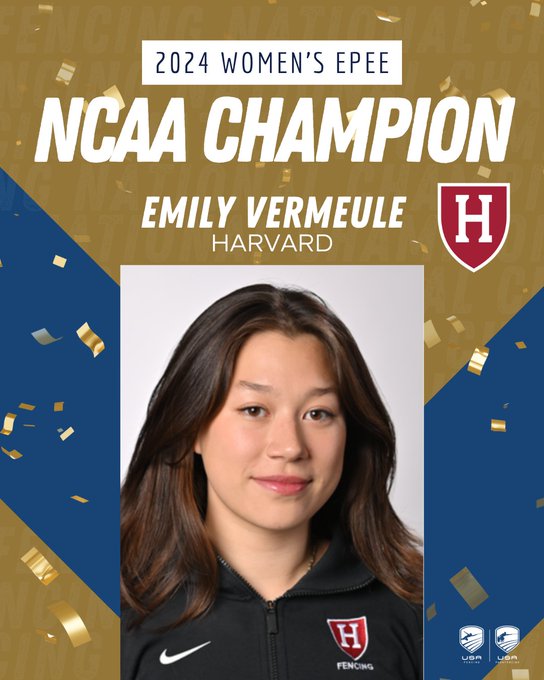 Three times NCAA medalist, Emily Vermeule wins the 2024 Women’s Épée